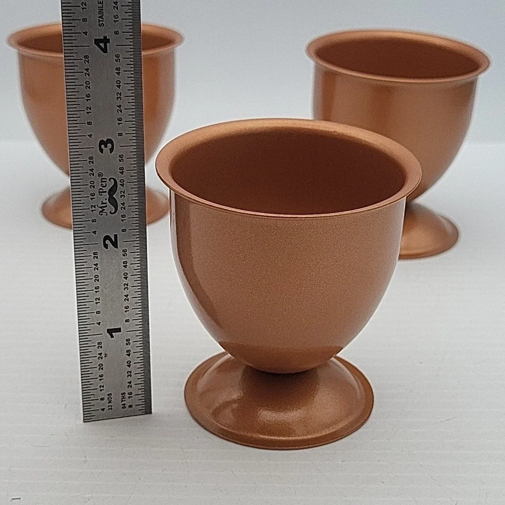 Vintage Metallic Copper Colored Pedestal‎ Non-Food Set of 3 Cups